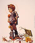 Norman Rockwell Canvas Paintings - Little Boy holding Chalk Board